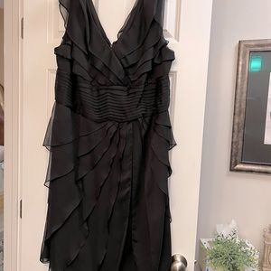 Adrianna Papell Black Dress with Sheer Black Ruffles